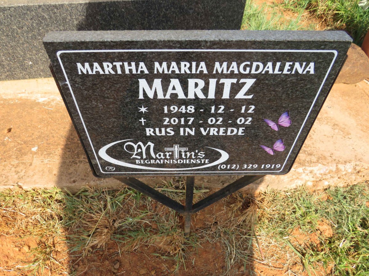 MARITZ Martha Maria Magdalena 1948-2017