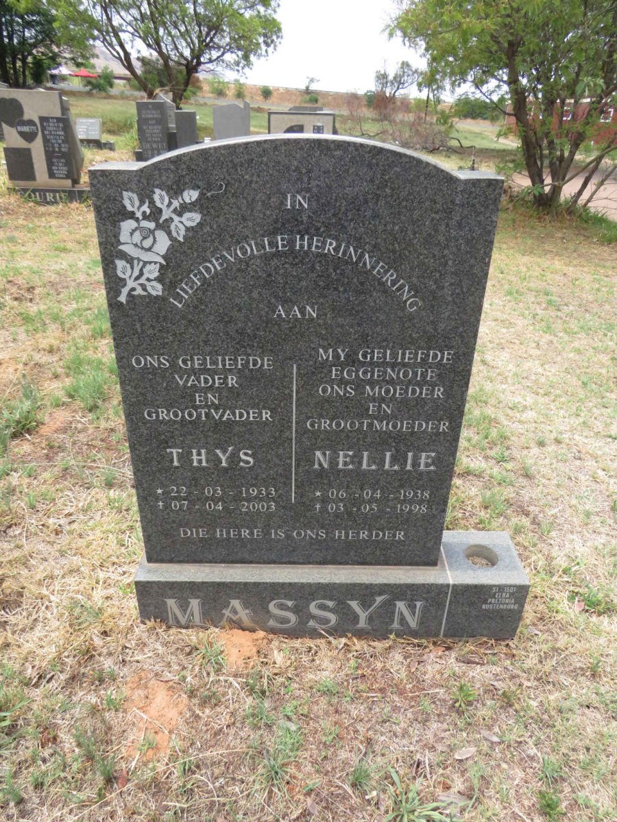 MASSYN Thys 1933-2003 & Nellie 1938-1998