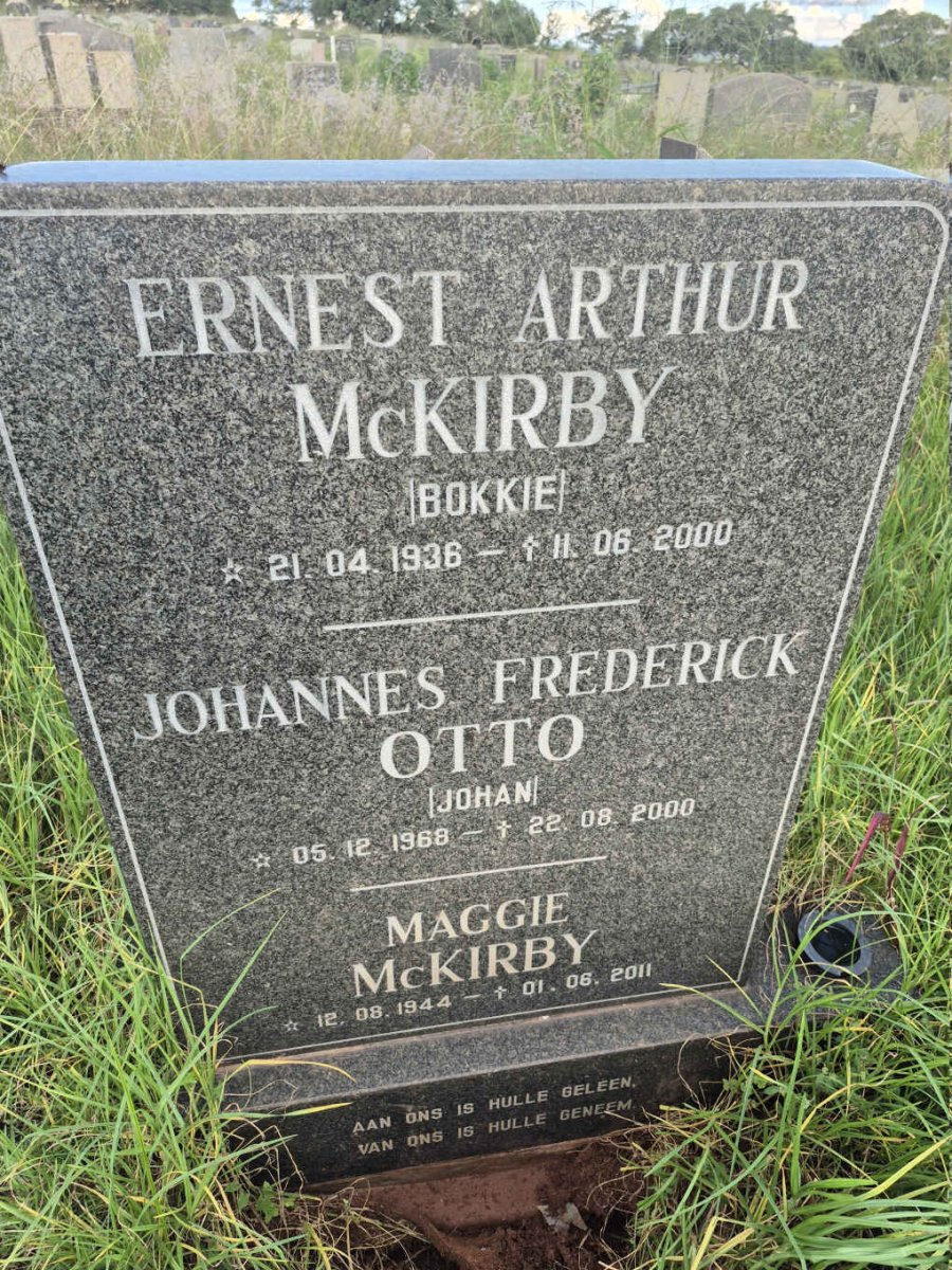 MCKIRBY Ernest Arthur 1936-2000 :: MCKIRBY Maggie 1944-2011 :: OTTO Johannes Frederick 1968-2000