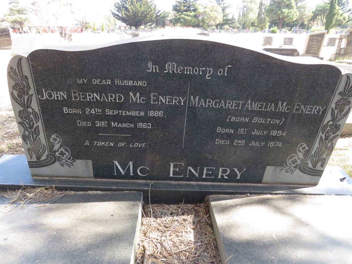 MCENERY John Bernard 1886-1963 & Margaret Amelia BOLTON 1894-1974