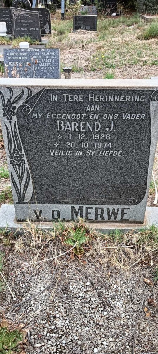MERWE Barend J., v.d. 1928-1974