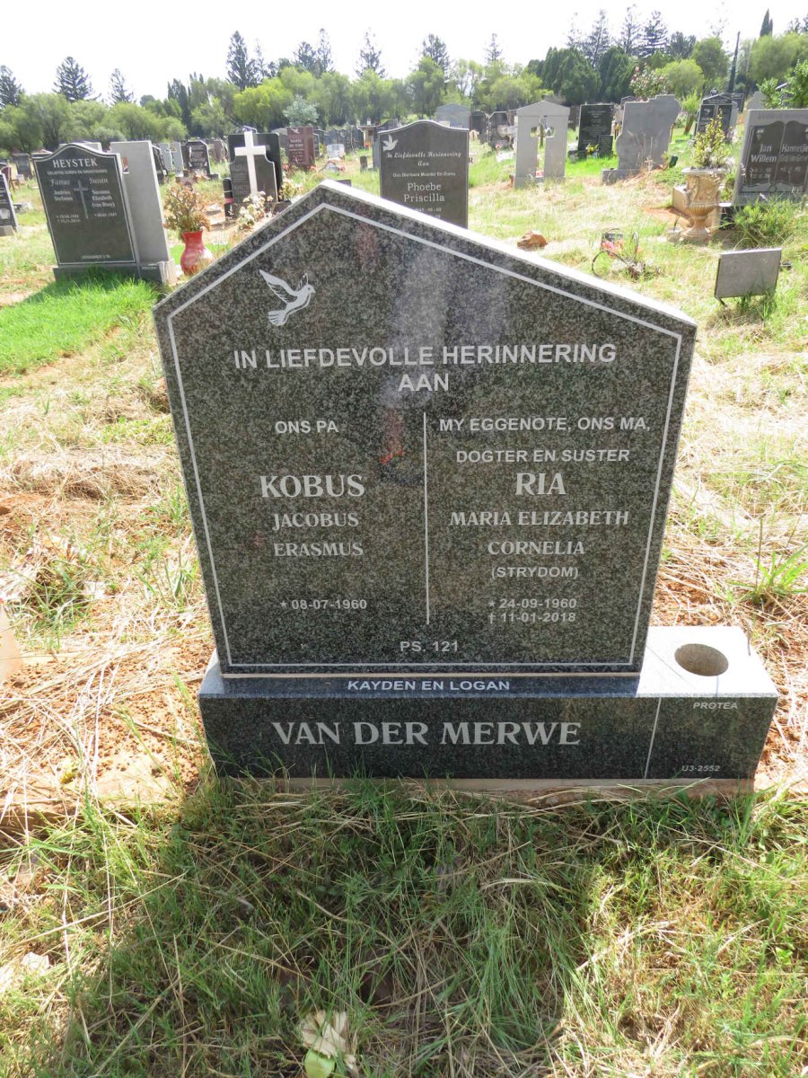 MERWE Jacobus Erasmus, van der 1960- & Maria Elizabeth Cornelia STRYDOM 1960-2018