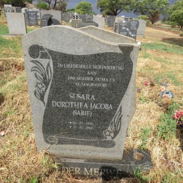 MERWE Susara Dorothea Jacoba, van der 1920-2000