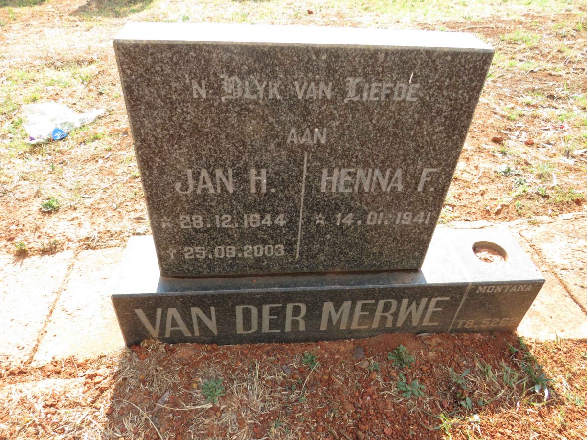 MERWE Jan H., van der 1944-2003 & Henna F. 1941- 
