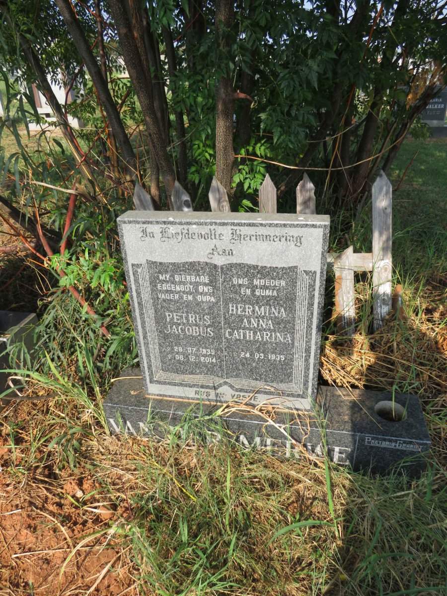 MERWE Petrus Jacobus, van der 1935-2014 & Hermina Anna Catharina 1935