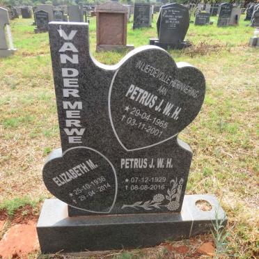 MERWE Petrus J.W.H., van der 1929-2016 & Elizabeth M. 1936-2014 :: VAN DER MERWE Petrus J.W.H. 1965-2001