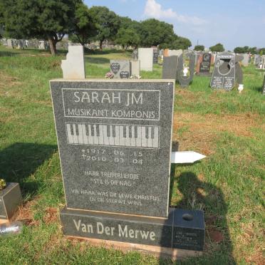 MERWE Sarah J.M., van der 1917-2010