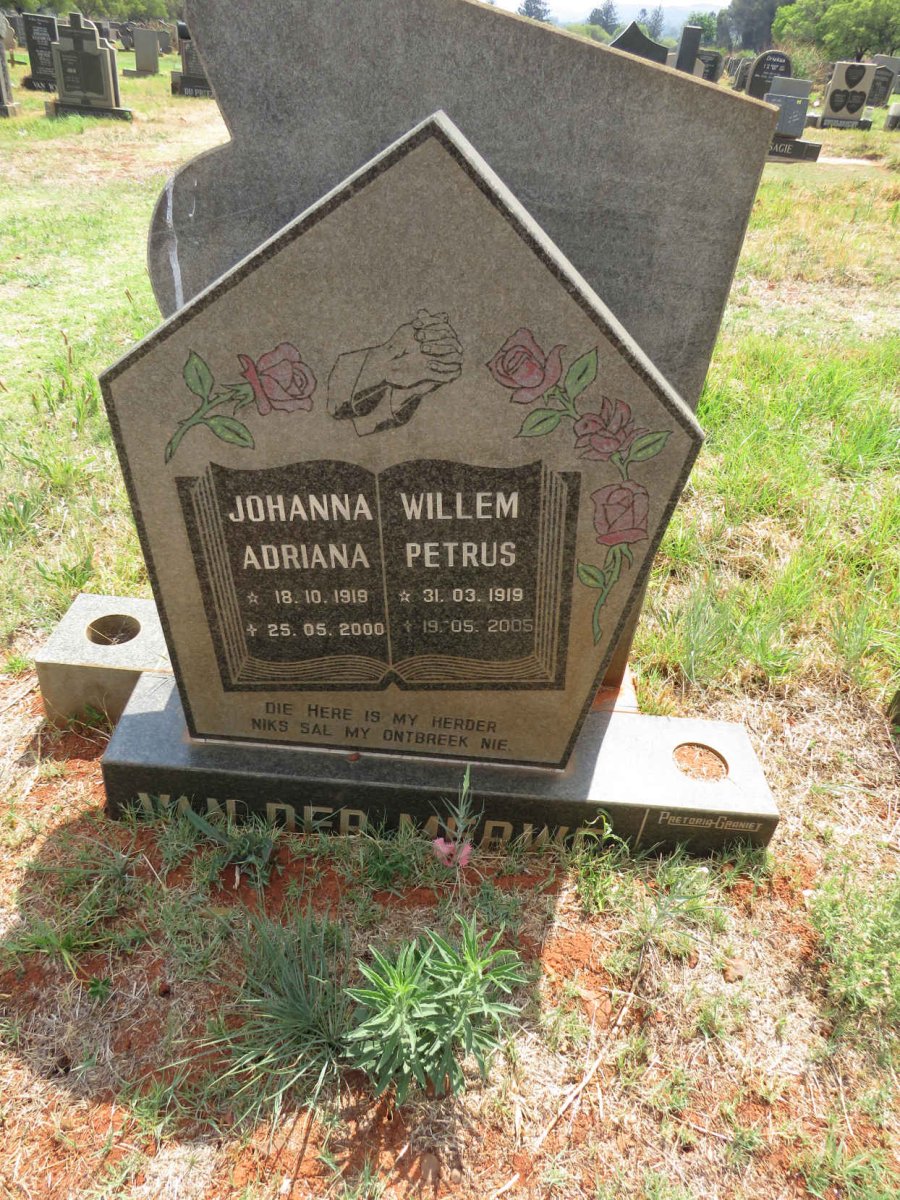 MERWE Willem Petrus, van der 1919-2005 & Johanna Adriana 1919-2000