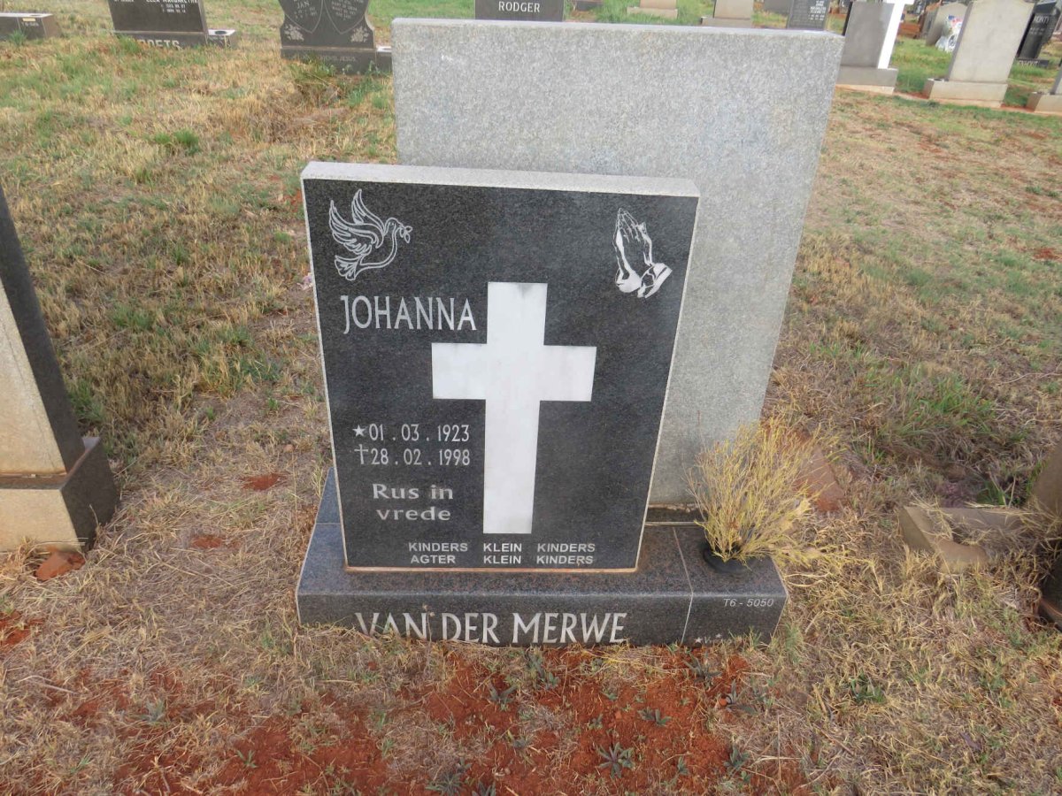 MERWE Johanna, van der 1923-1998