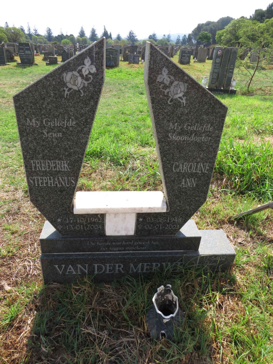 MERWE Caroline Ann, van der 1948-2003 :: VAN DER MERWE Frederik Stephanus 1962-2004
