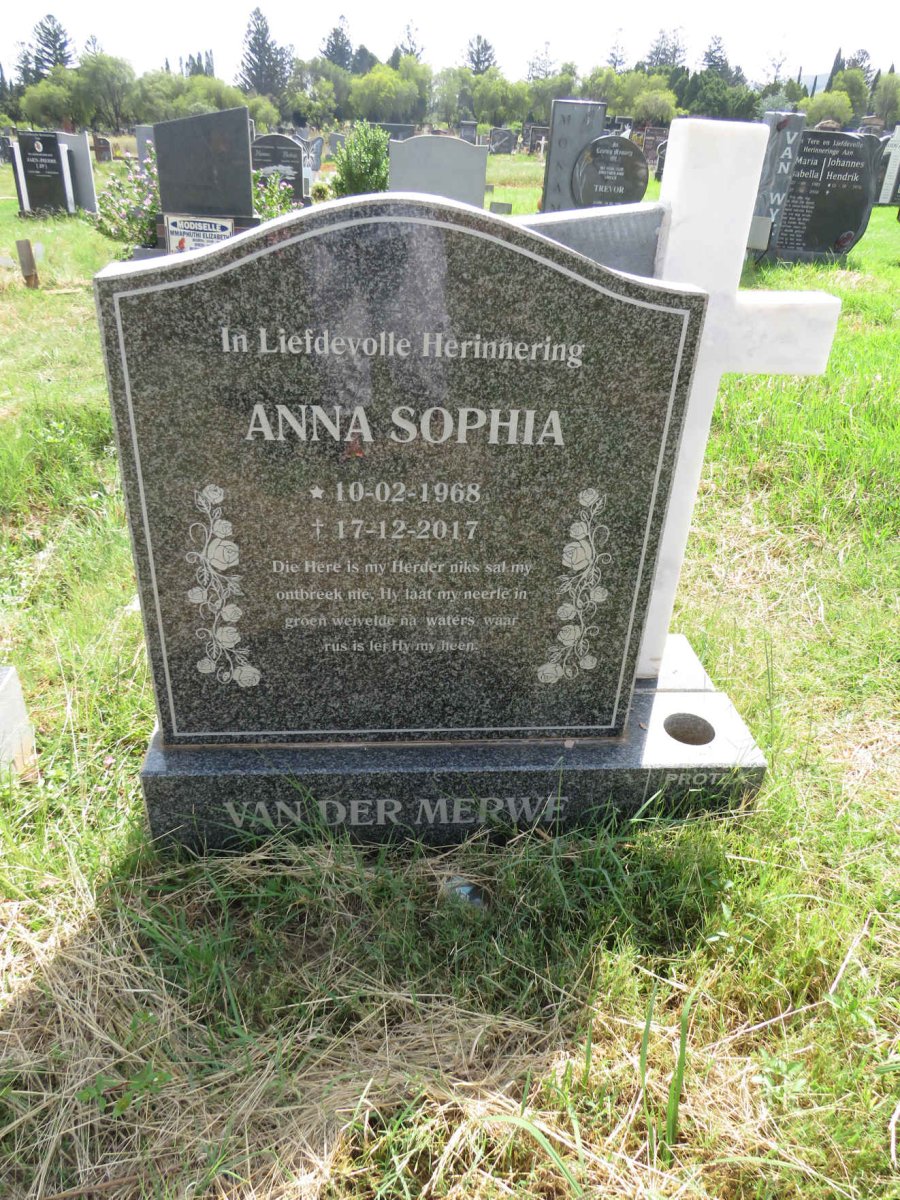MERWE Anna Sophia, van der 1968-2017