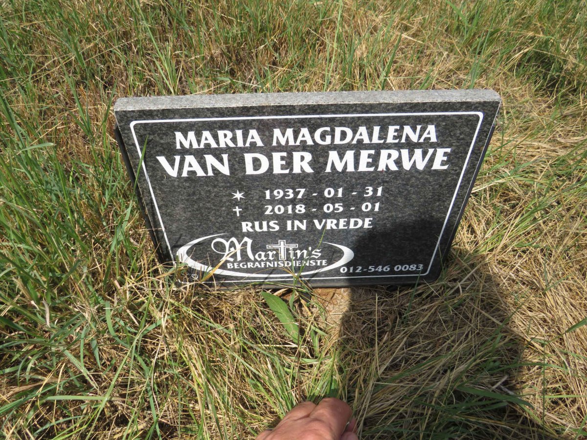 MERWE Maria Magdalena, van der 1937-2018