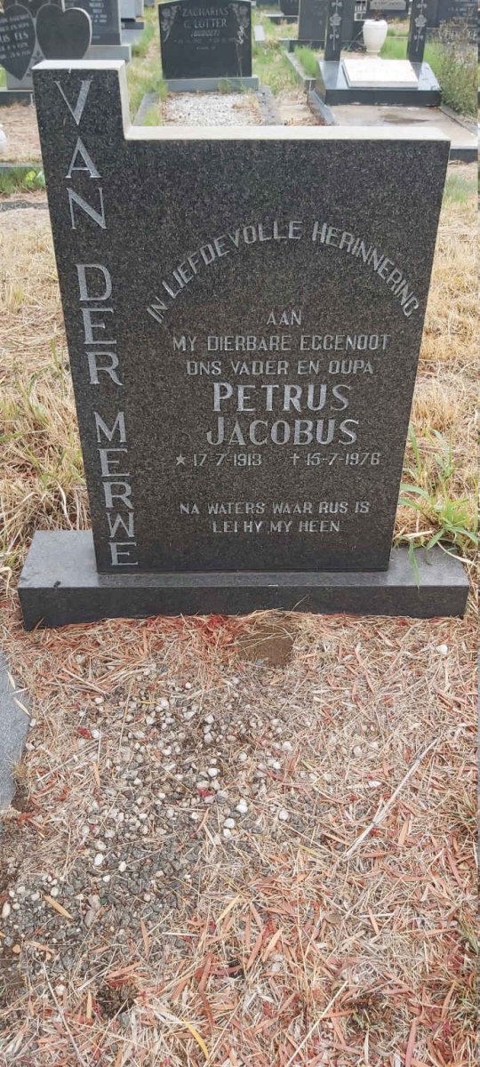MERWE Petrus Jacobus, van der 1913-1976