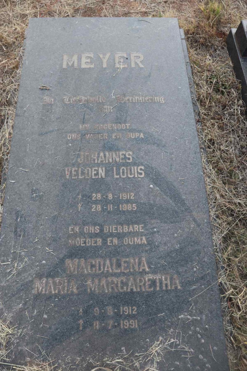 MEYER Johannes Velden Louis 1912-1985 & Magdalena Maria Margaretha 1912-1991