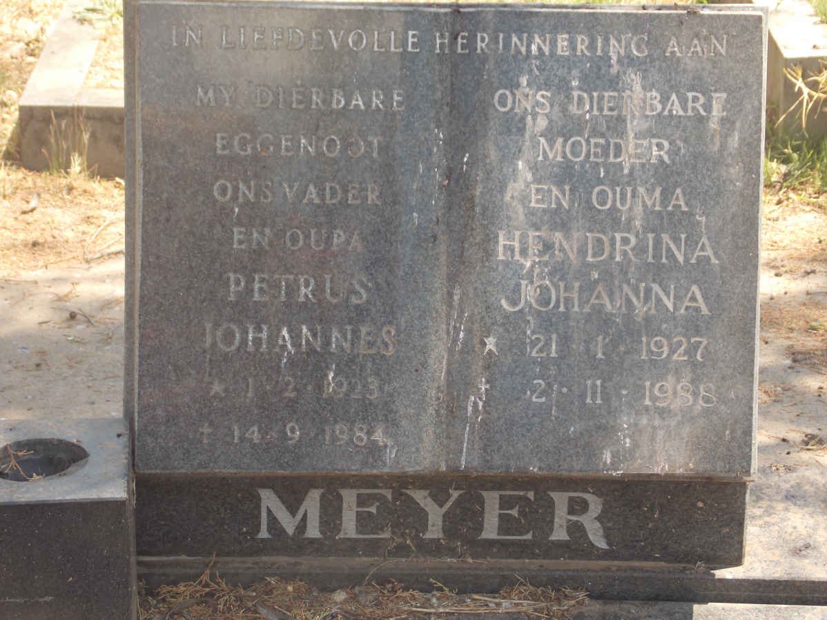 MEYER Petrus Johannes 1923-1984 &amp; Hendrina Johanna 1927-1988