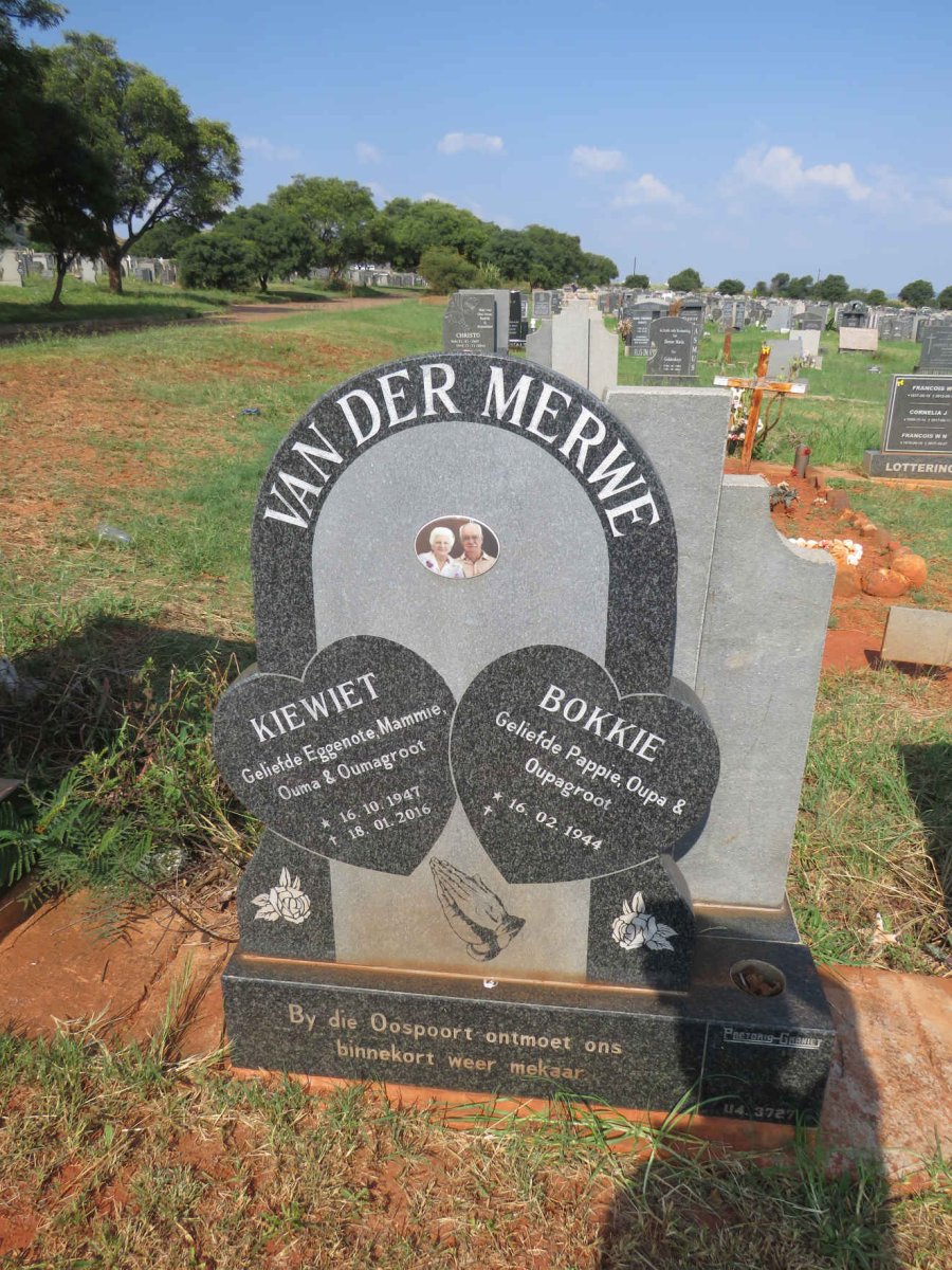 MERWE Bokkie, van der 1944- & Kiewiet 1947-2016