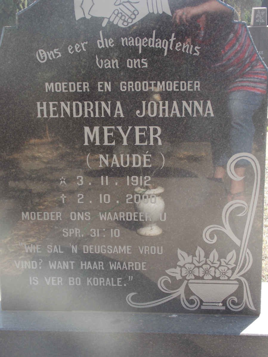 MEYER Hendrina Johanna Meyer nee NAUDÉ 1912-2000