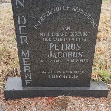 MERWE Petrus Jacobus, van der 1913-1976