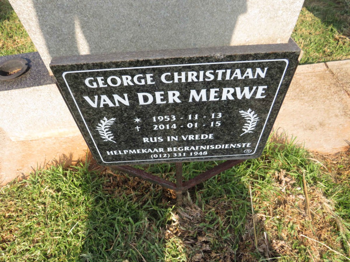 MERWE George Christiaan, van der 1953-2014