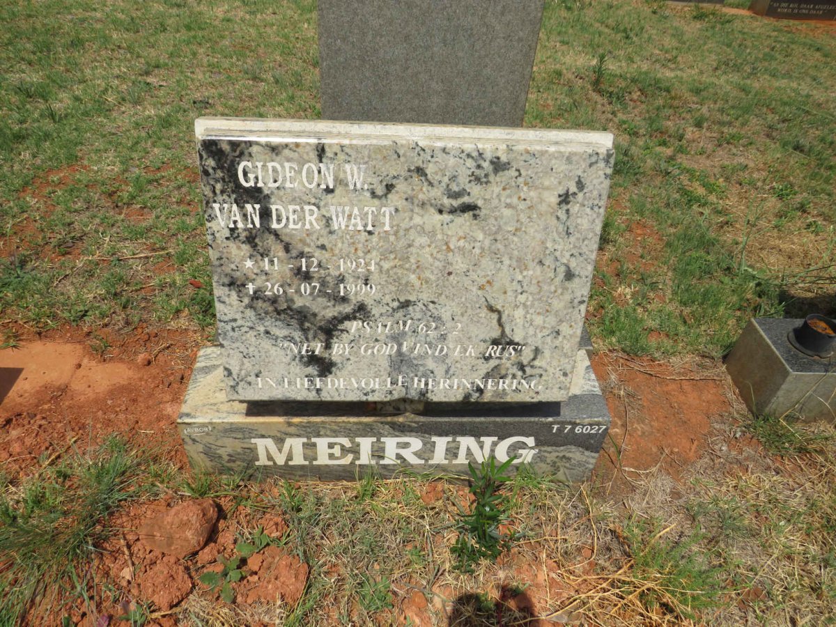 MEIRING Gideon W. Van Der Watt 1924-1999