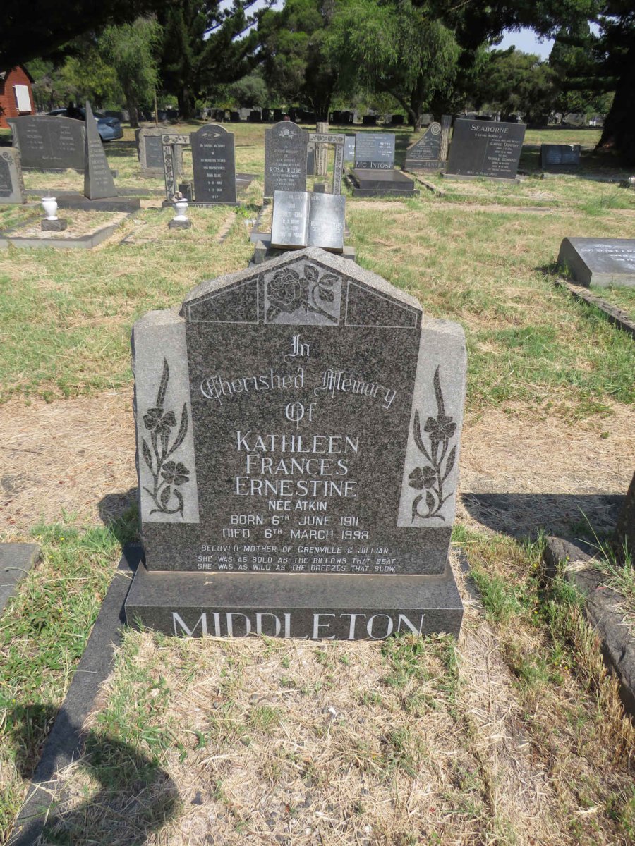 MIDDLETON Kathleen Frances Ernestine nee ATKIN 1911-1998