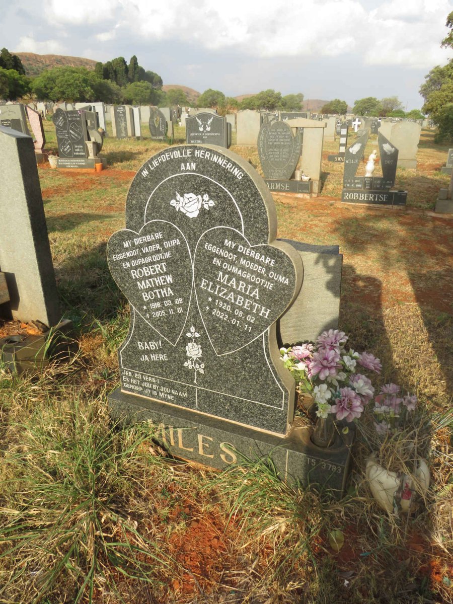 MILES Robert Matthew Botha 1918-2005 & Maria Elizabeth 1920-2022