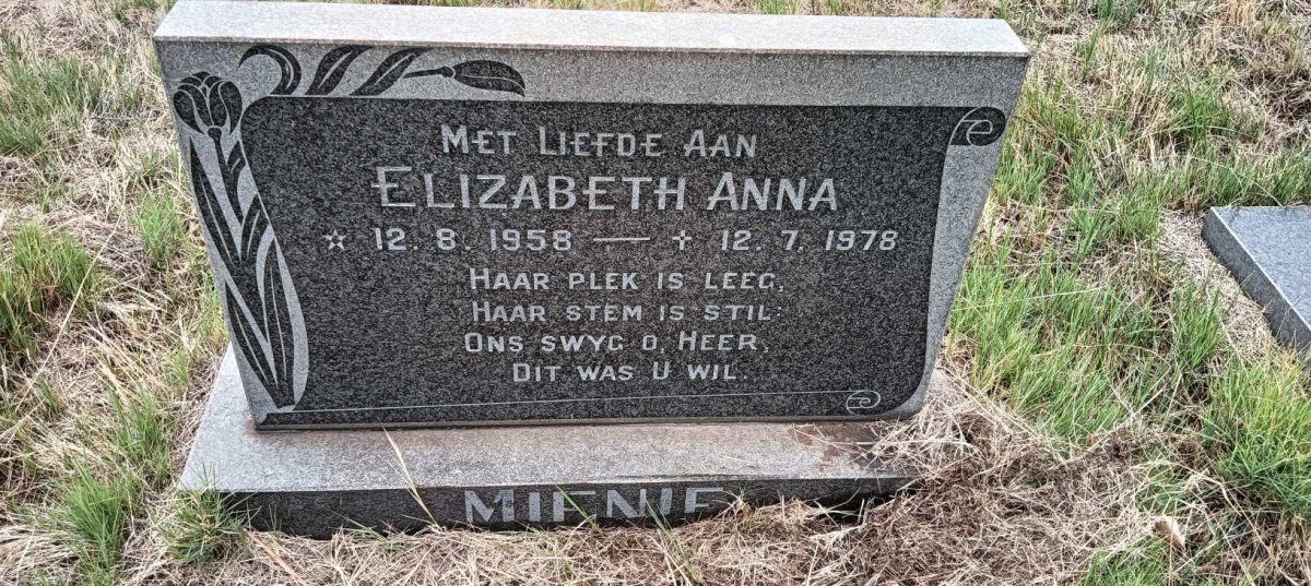 MIENIE Elizabeth Anna 1958-1978