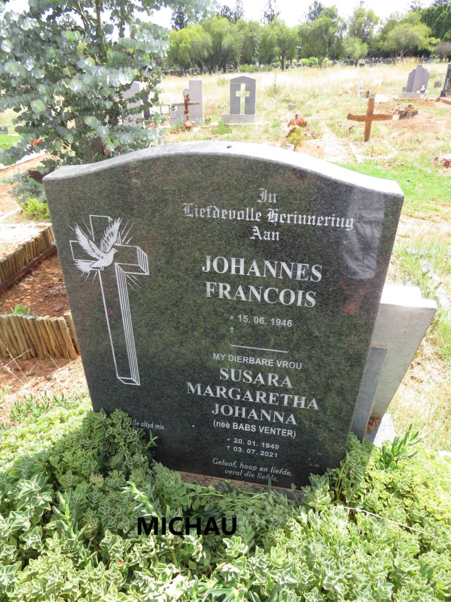 MICHAU Johannes Francois 1946- & Susara Margaretha Johanna VENTER 1949-2021
