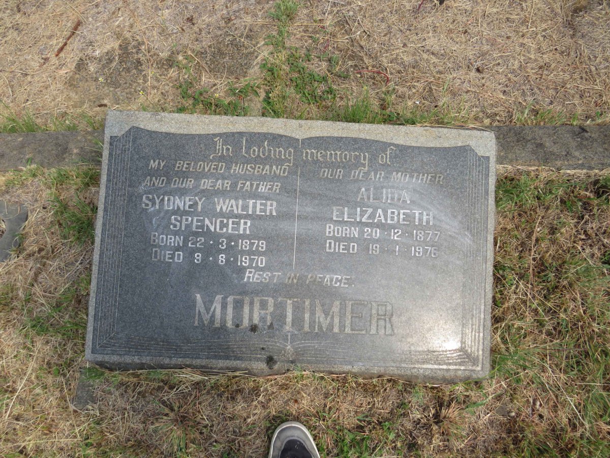 MORTIMER Sydney Walter Spencer 1879-1970 & Alida Elizabeth 1877-1976