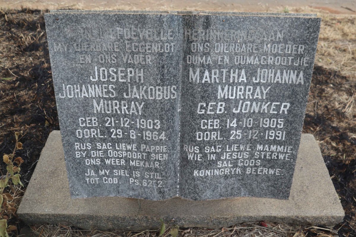 MURRAY Joseph Johannes Jakobus 1903-1964 & Martha Johanna JONKER 1905-1991