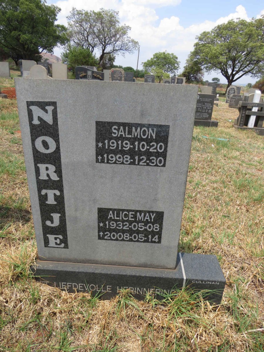 NORTJE Salmon 1919-1998 & Alice May 1932-2008