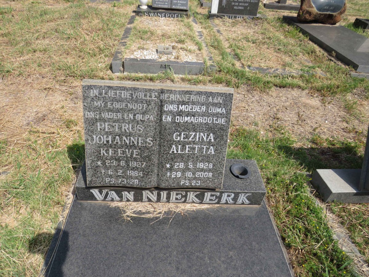 NIEKERK Petrus Johannes Keeve, van 1927-1984 & Gezina Aletta 1928-2008