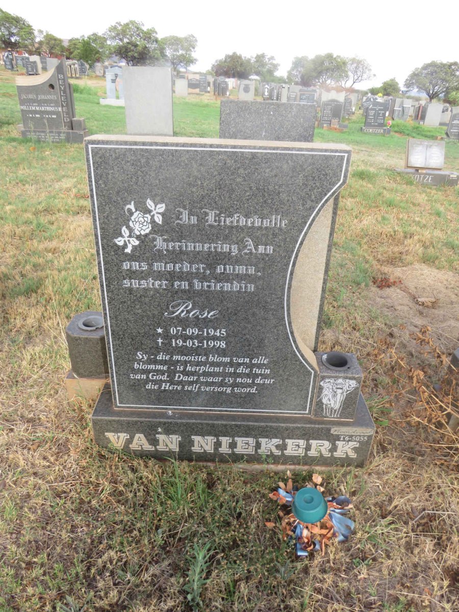 NIEKERK Rose, van 1945-1998