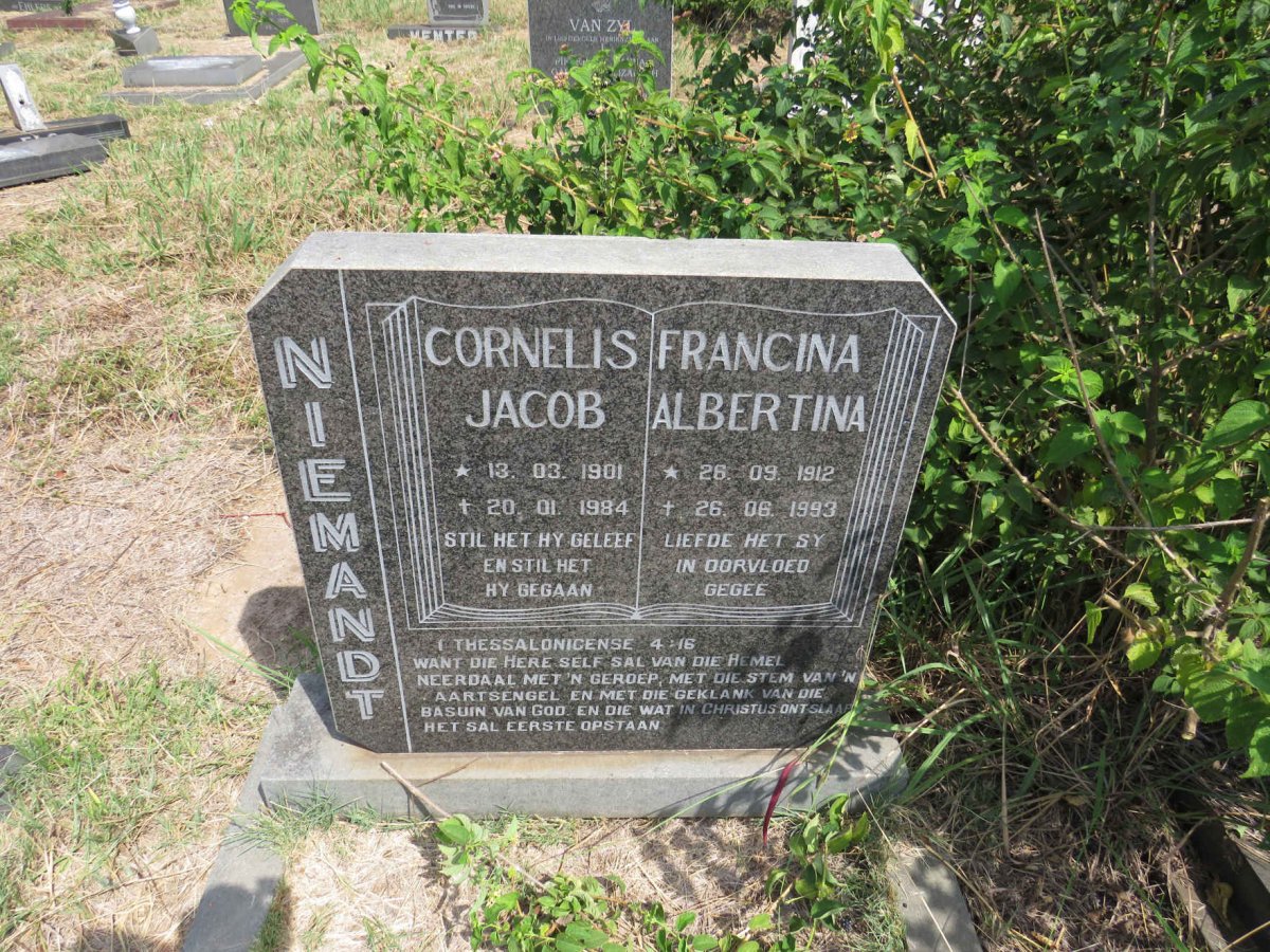 NIEMANDT Cornelis Jacob 1901-1984 & Francina Albertina 1912-1993
