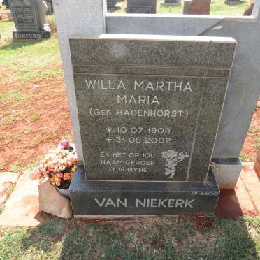 NIEKERK Willa Martha Maria, van nee BADENHORST 1909-2002