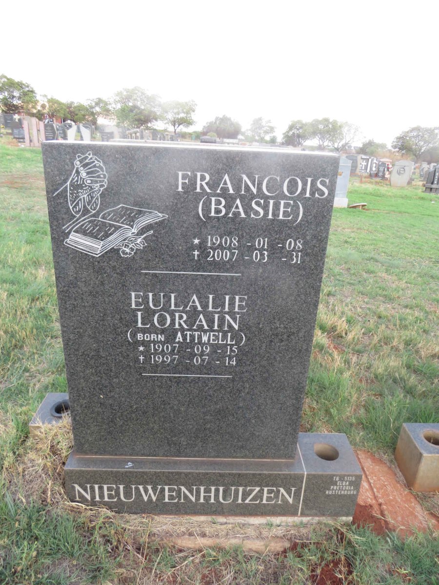 NIEUWENHUIZEN Francois 1908-2007 & Eulalie Lorain ATTWELL 1907-1997