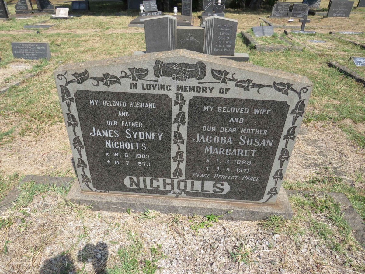NICHOLLS James Sydney 1903-1973 & Jacoba Susan Margaret 1888-1971