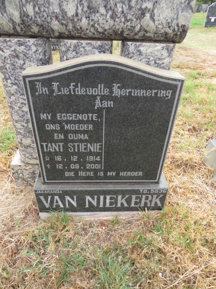 NIEKERK Stienie, van 1914-2001