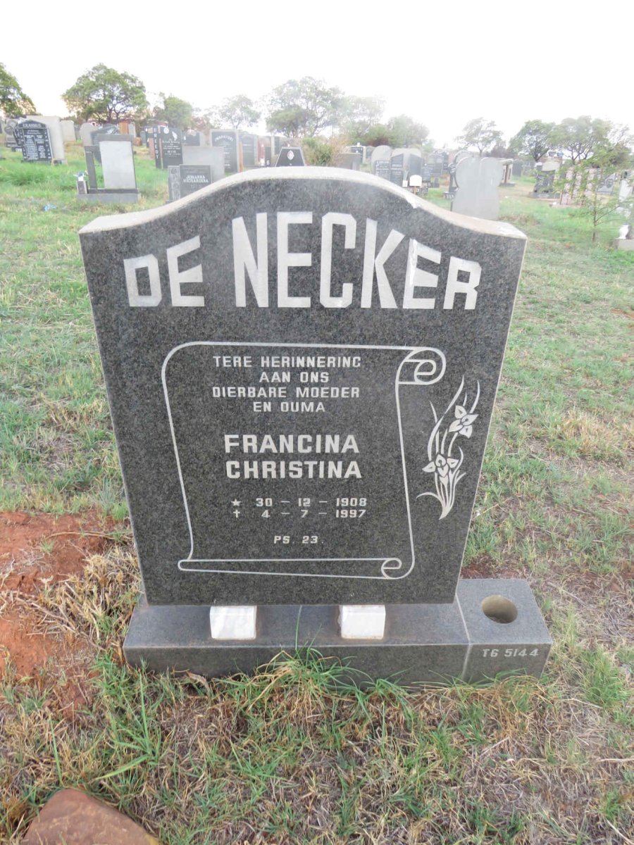NECKER Francina Christina, de 1908-1997
