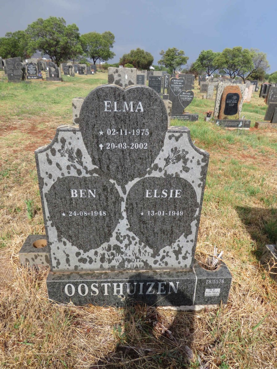 OOSTHUIZEN Ben 1948- & Elsie 1949- :: OOSTHUIZEN Elma 1975-2002