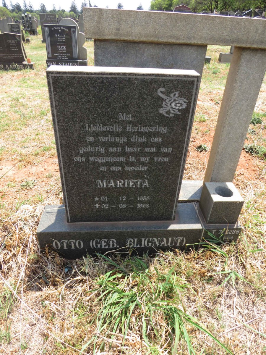 OTTO Marieta nee BLIGNAUT 1958-1998
