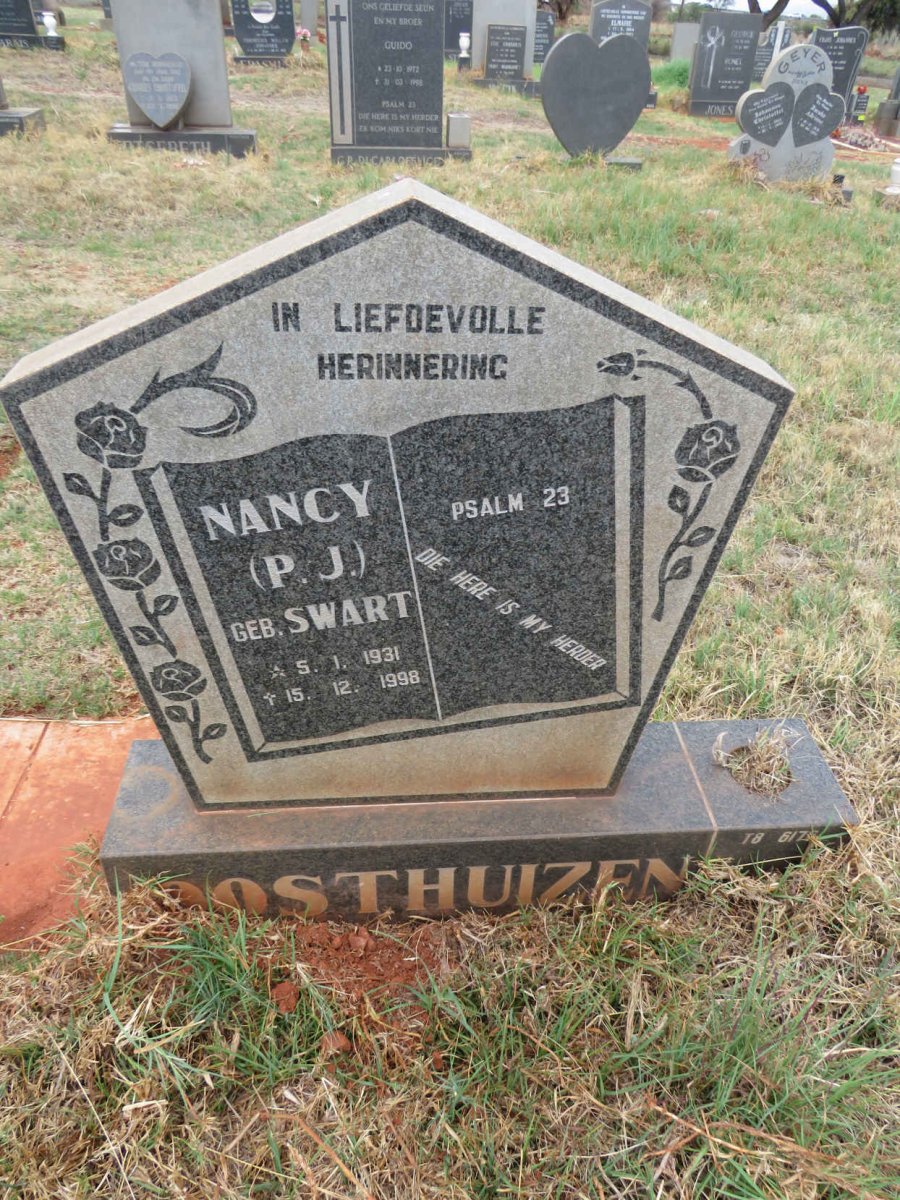 OOSTHUIZEN P.J. nee SWART 1931-1998