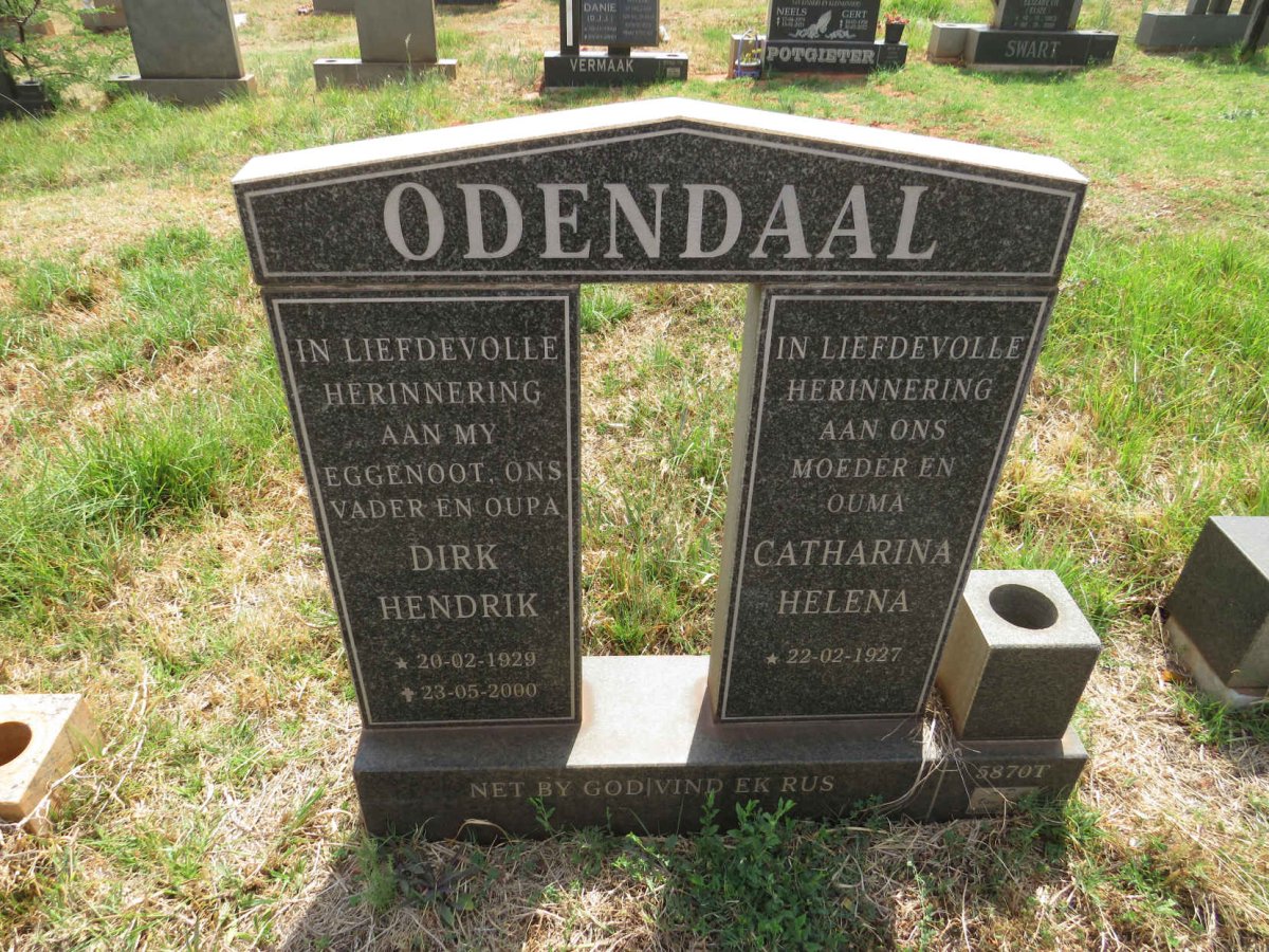 ODENDAAL Dirk Hendrik 1929-2000 & Catharina Helena 1927-