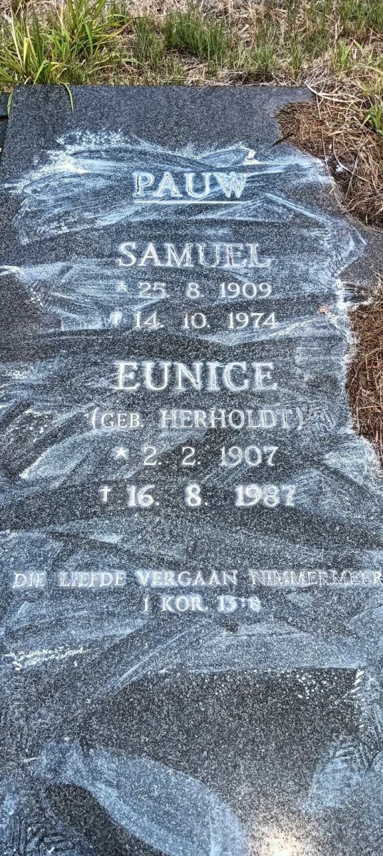 PAUW Samuel 1909-1974 & Eunice HERHOLDT 1907-1987