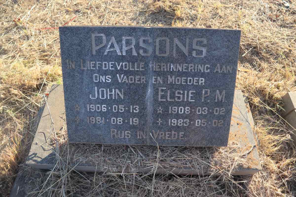 PARSONS John 1906-1981 & Elsie P.M. 1908-1983