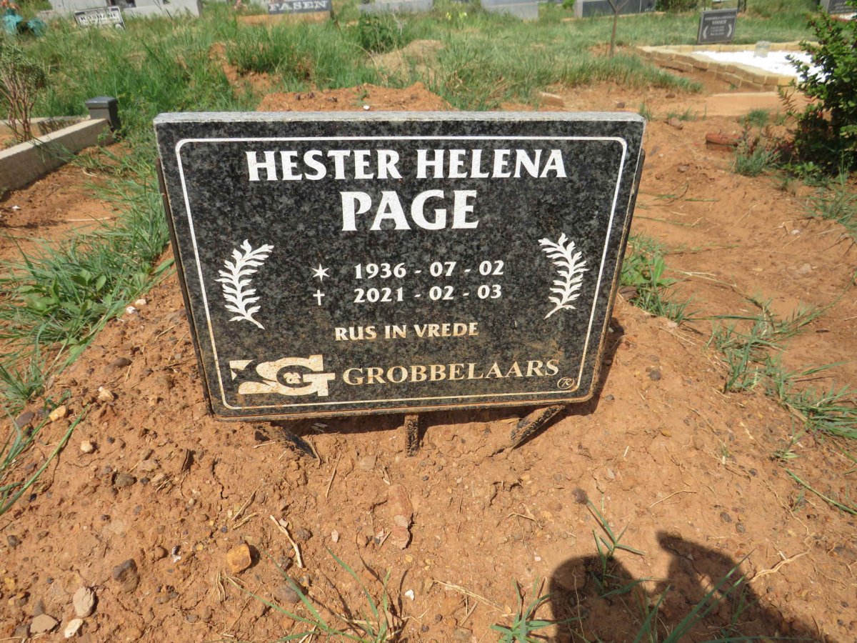 PAGE Hester Helena 1936-2021