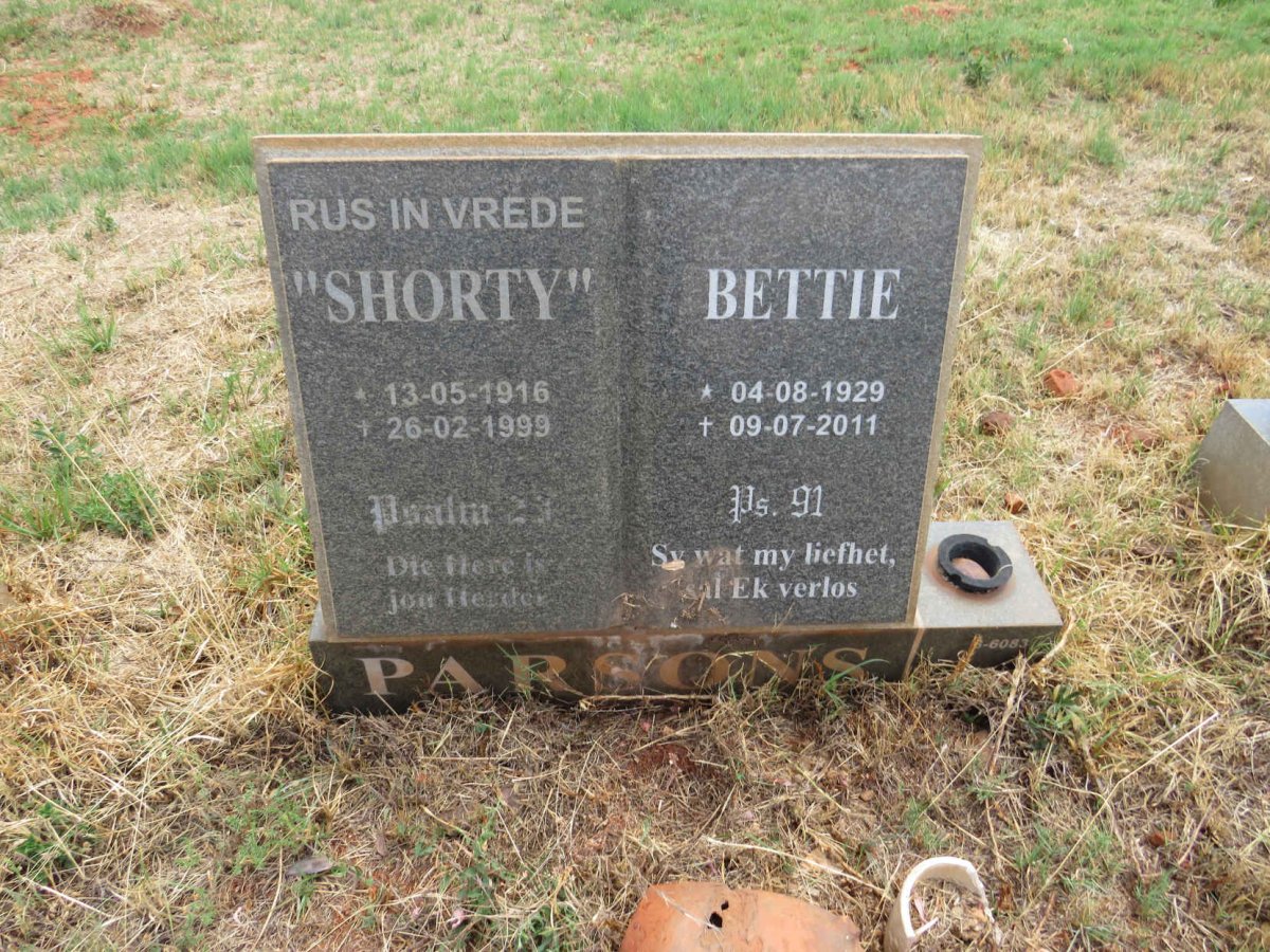 PARSONS Shorty 1916-1999 & Bettie 1929-2011