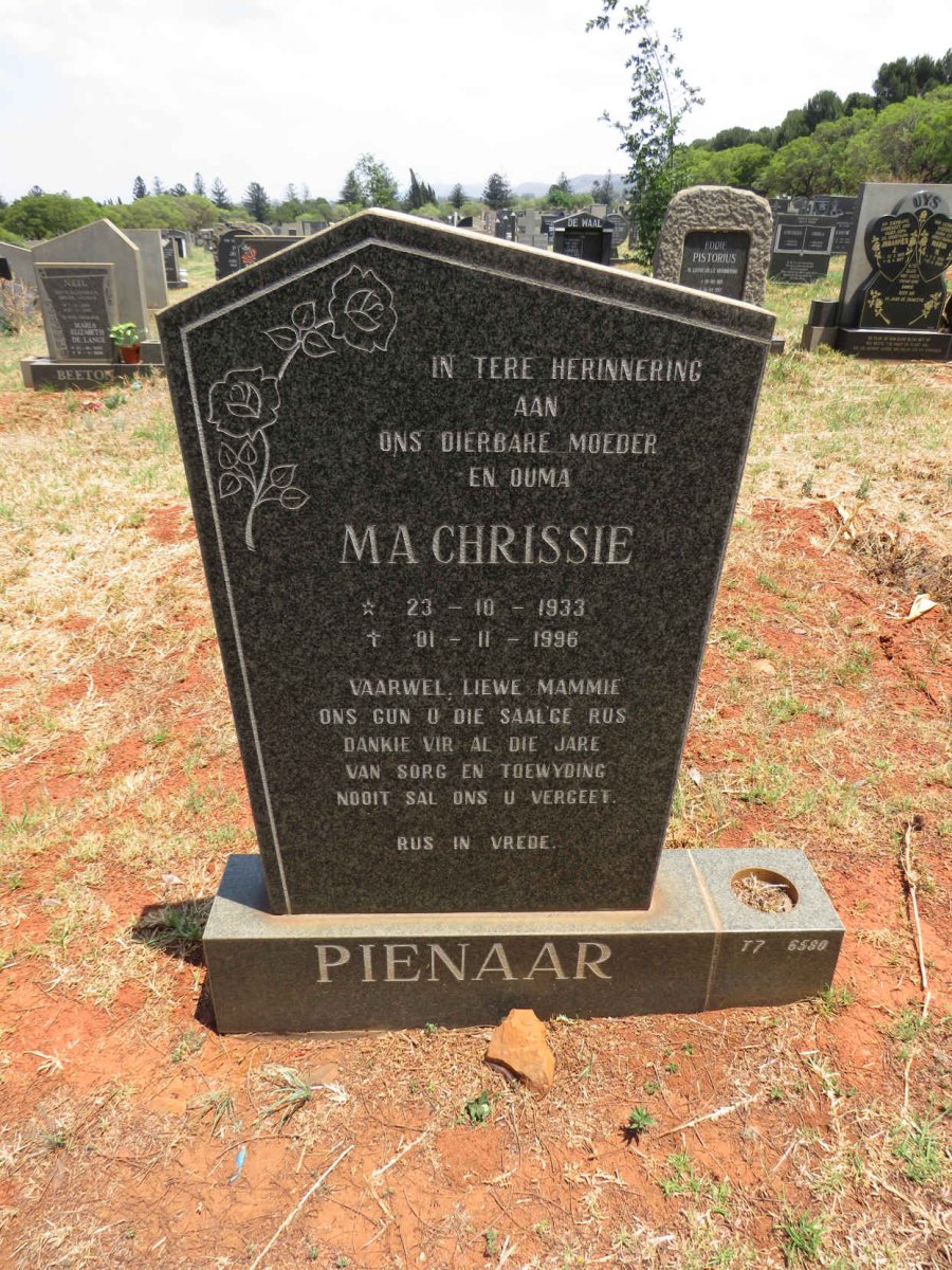 PIENAAR Chrissie 1933-1996
