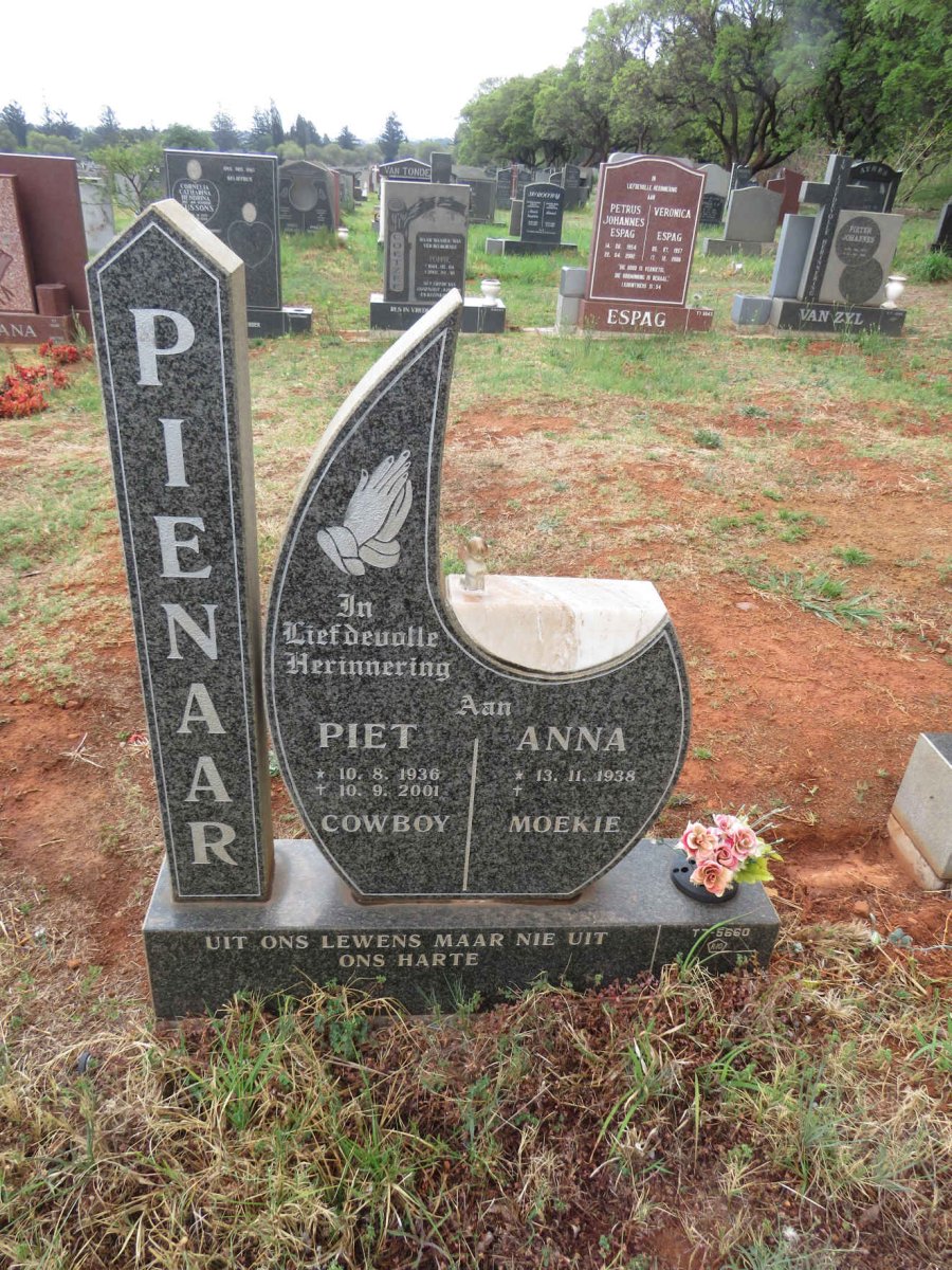 PIENAAR Piet 1936-2001 & Anna 1938-