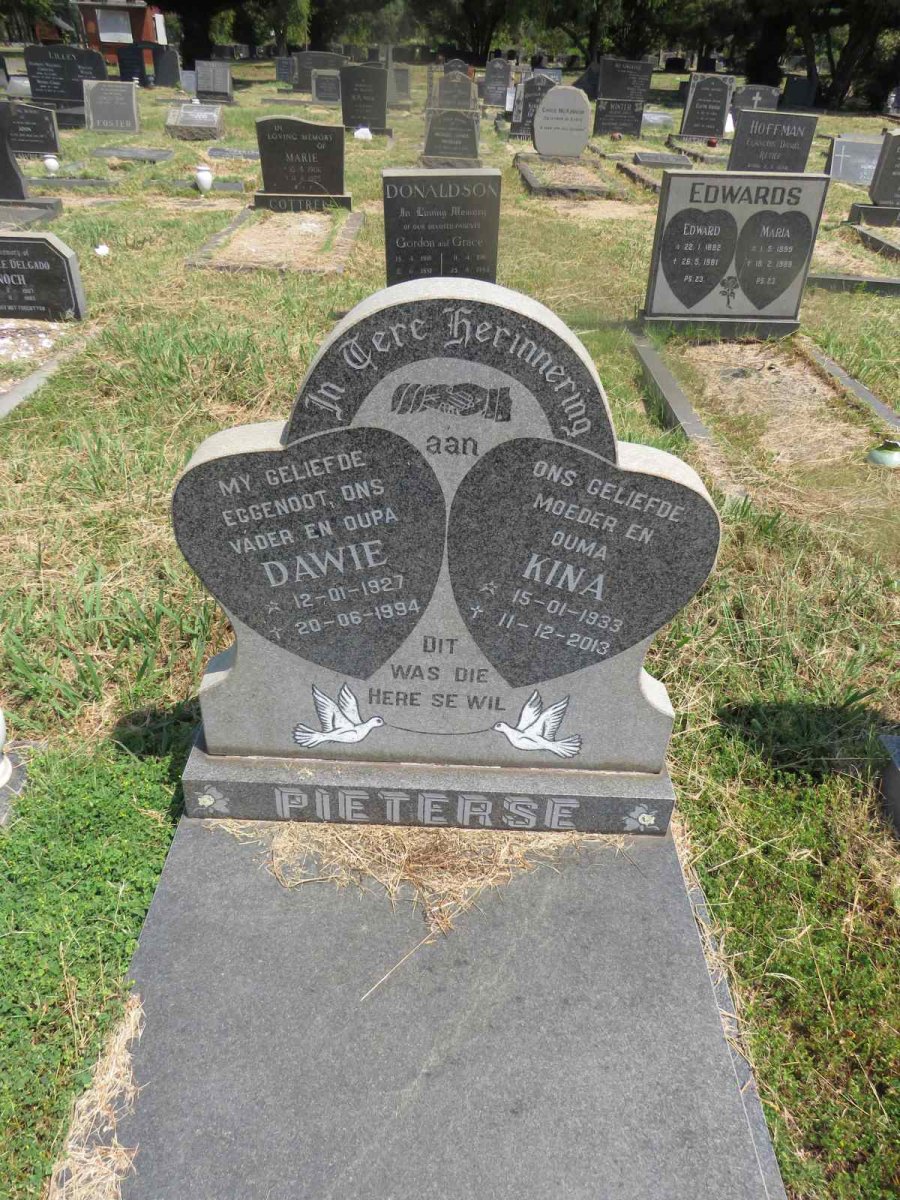 PIETERSE Dawie 1927-1994 & Kina 1933-2013